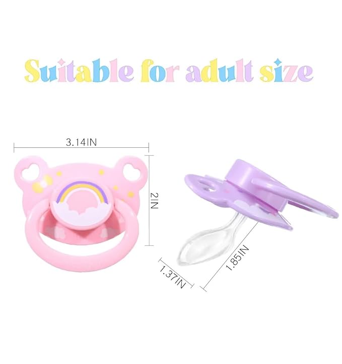 Landofgenie Adult Sized Pacifier Large Handle Large Shield Cute Print Paci Pink
