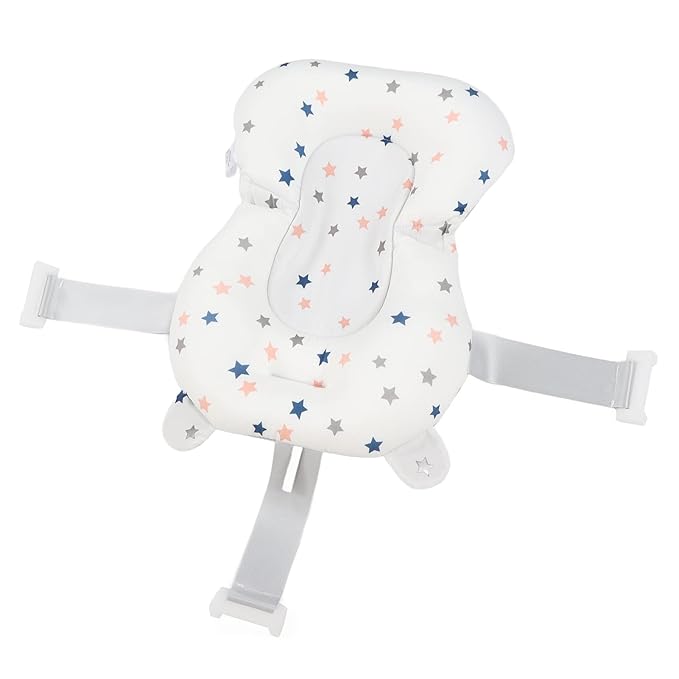 Baby Bath Seat Cushion Floating Safe Foldable Adjustable Infant Bath Supporter for Newborn Blue Bear, Supports Baby Body, Safety to Use, Easy to Clean, Odorless Material, Optimal (White Stars)