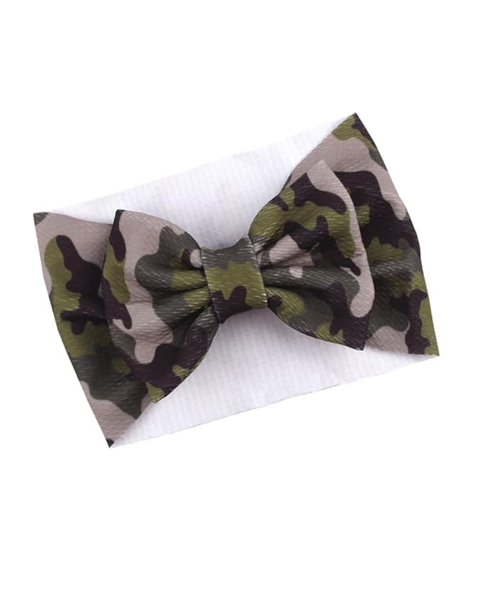 BBTDIN Baby Girls Camo Turban Headband Baby Camouflage Bowknot Baby Camo Hair Bow Headwear BBG81 (A1-Turban)