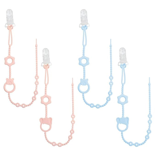 Bear Elephant Silicone Baby Pacifier Leashes Pink Blue