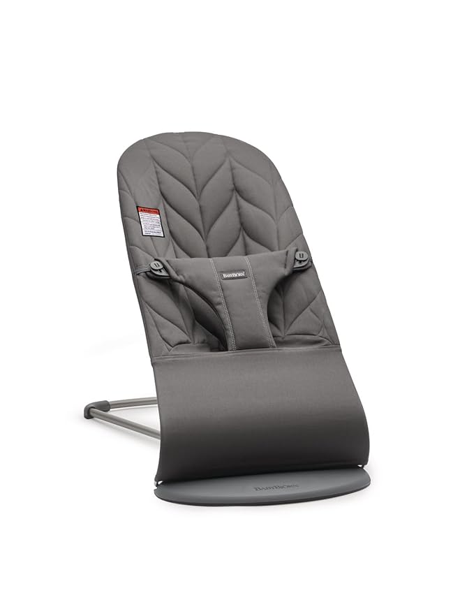 BabyBjörn Bouncer Bliss, Anthracite, Woven, Petal Quilt | 2-in-1 Adjustable Baby Bouncer Seat and Toddler Chair, Newborn to Toddler (8-29 lbs), 4 Positions, Lightweight & Portable