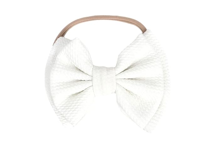 Baby Girl's 5 Inches Soft Double Bow-knot Nylon Headband Toddler Headdress for Photography Party Festivals (White)