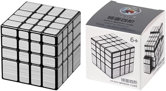 Willking Mirror Cube 4x4x4 Speed Cube 4x4 Mirror Blocks Cube Different Shapes Silver Cube