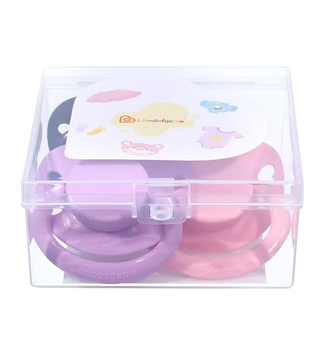 Landofgenie Large Shield Adult Size Pacifiers Set Butterfly Shaped Cutie Pacifier 3 Pack - Black+Pink+Purple
