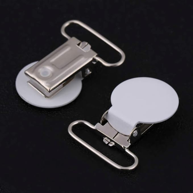 25mm Round Pacifier Clips, Suspender Snaps, DIY Clothes Accessories, for Making Pacifier Holders Bib Clips(White)