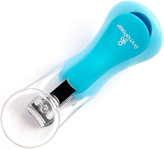 Primo Passi Baby Nail Clipper with Magnifier – Infant & Toddler Nail Trimmer with 5X Magnifying Glass, Safe Baby Nail Care Grooming Tool (Blue)