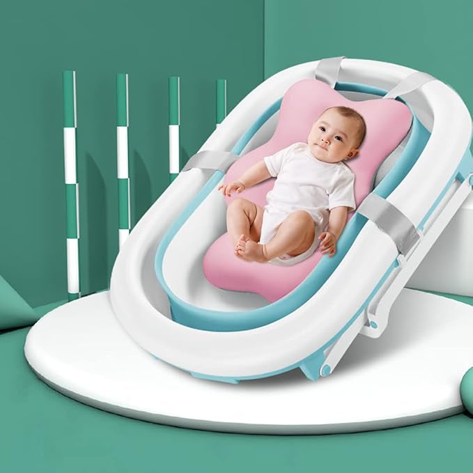Baby Bath Cushion Bathtub Cushion Floating Seat Cushion Infant Bathtub Mats Newborn Seat Support Baby Shower Pads Choke Prevention Back Protection for 0-12 Months (Pink)