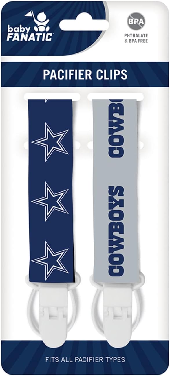 BabyFanatic Officially Licensed Unisex Pacifier Clip 2-Pack - NFL