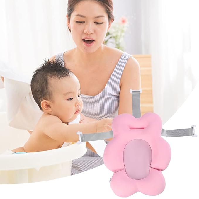 Baby Bath Cushion Bathtub Cushion Floating Seat Cushion Infant Bathtub Mats Newborn Seat Support Baby Shower Pads Choke Prevention Back Protection for 0-12 Months (Pink)
