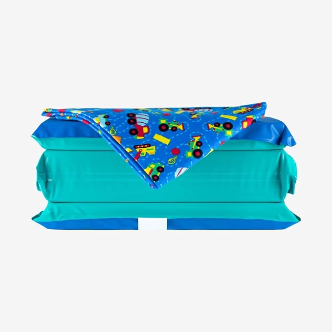 KinderMat 2" Jr. Daydreamer 2" x 19" x 44", 2 inches Thick, 4-Section Rest Mat, Blue/Teal, Great for School, Daycare, Travel, and Home, 100% Made in USA