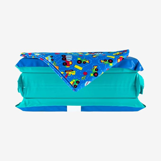 KinderMat 2" Jr. Daydreamer 2" x 19" x 44", 2 inches Thick, 4-Section Rest Mat, Blue/Teal, Great for School, Daycare, Travel, and Home, 100% Made in USA