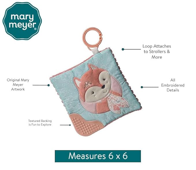 Mary Meyer Crinkle Teether Toy with Baby Paper and Squeaker, 6 x 6-Inches, Sweet n Sassy Fox