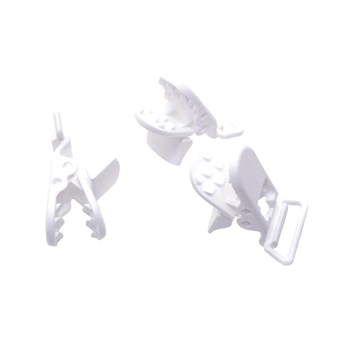 25Pcs Pacifier Clips Holders Suspender Mitten Binky Clip for DIY Dummy Chain Baby Blankets Bib Holder Suit for 20mm Ribbon (White)