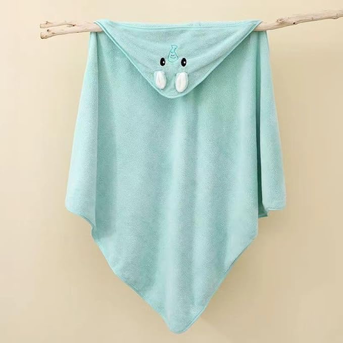 Hooded Baby Towel - Premium Soft Bath Towel for Baby, Newborn,Infant - Ultra Absorbent,Natural Baby Stuff Towel, Soft Coral Velvet Coral Fleece Bath Towel for Boys and Girls (Green Elephant)
