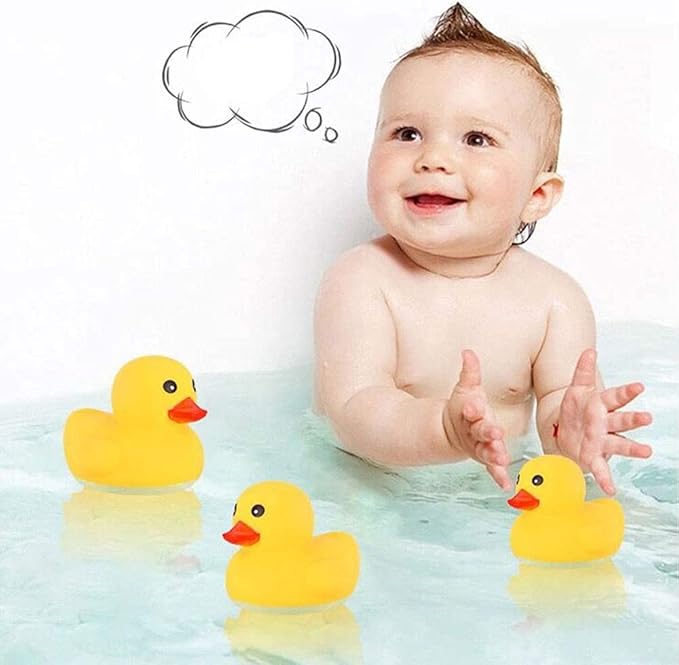 umbresen Yellow Rubber Ducks Preschool Bath Toys Bathtub Duckies Gift for Baby Shower Infants Toddlers Car Pool Float Halloween Adults Party Favors Carnival Decorations (Small Yellow 2.2''-12pcs)