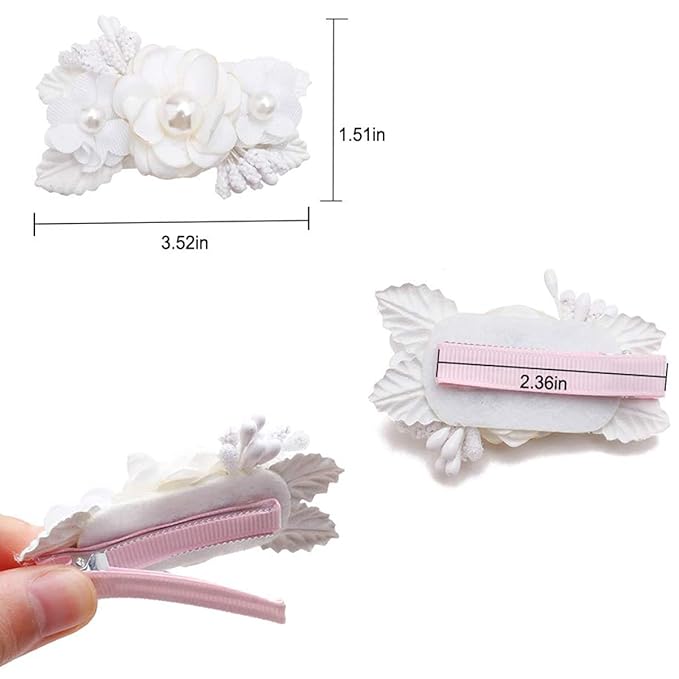Flower Hair Clips Set for Baby Girl Lightweight Floral Hair Bow Accessories with Boutique Fully Lined Alligator Clip for Toddler Teens Gifts (AF)