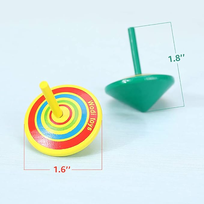 Colorful Painted Wood Spinning Tops, Kids Novelty Wooden Gyroscopes Toy, Assorted Standard & Flip Tops, Kindergarten Education Toys - Great Party Favors, Fun, Gift, Prize 10 Pcs/set (Multicolored)
