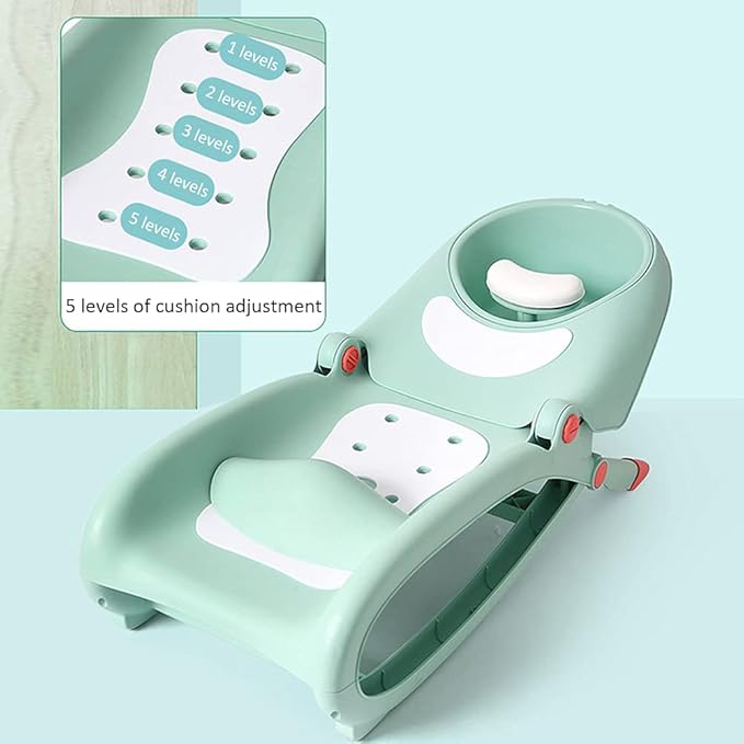 WAYUTO Foldable Baby Shampoo Chair with Shampoo Basin and Head Cushion Waterproof Kids Wash Hair Chair Comfortable Toddler Shampoo Chair Bather Girls Non Slip Kids Hair Washing Bath Seat(Pink)