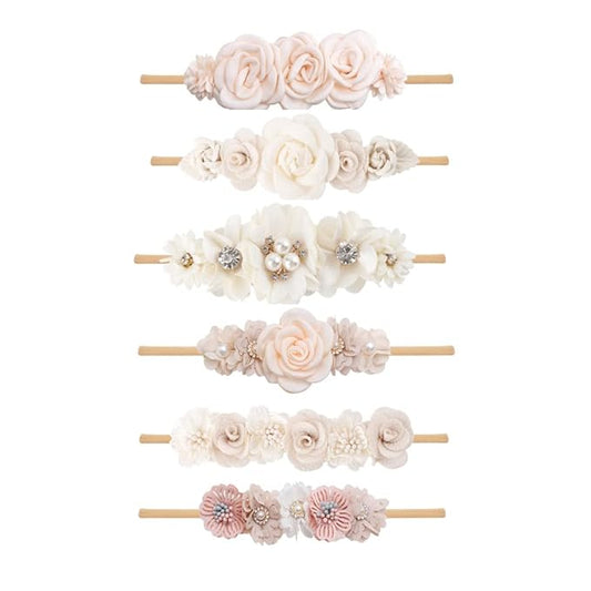 6pcs Baby Headbands Nweborn Flower Hair Bows for Girls-Infant Elastic Hair Band Bows Wraps Baby Headband Hair Accessories Gifts for Toddles