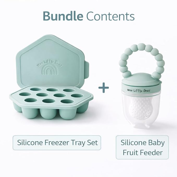 Baby Fruit Feeder Pacifier – Silicone Baby Food Feeder for Teething Relief, Infant Self Feeding Feeder with Freezer Tray & Popsicle Mold, BPA Free Baby Teether for Babies 4-12 Months