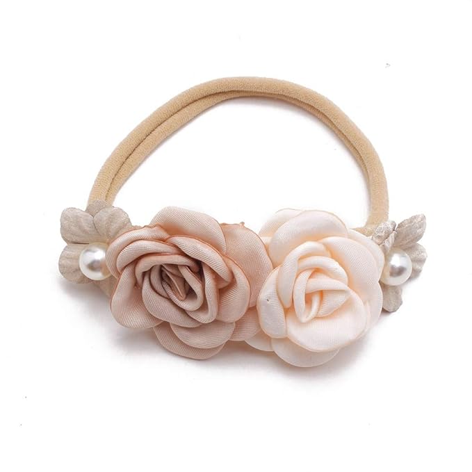OOSAKU Baby Girl Flower Headbands Set Elastic Floral Headbands 6pcs Soft Nylon Hair Band for Newborn Toddler Hair Accessories