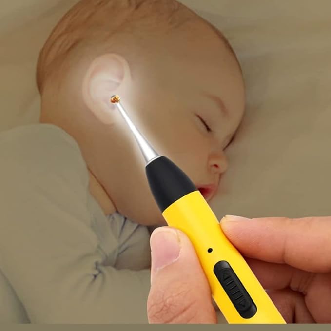 Baby Nose Clips with Light, Rechargeable Baby Nose Clips for Cleaning Ears, Nose, Navel, Dirt and Mucus for Baby (4 Pieces), Children's Rechargeable Luminous Ear Scoop, Ear Cleaner Set