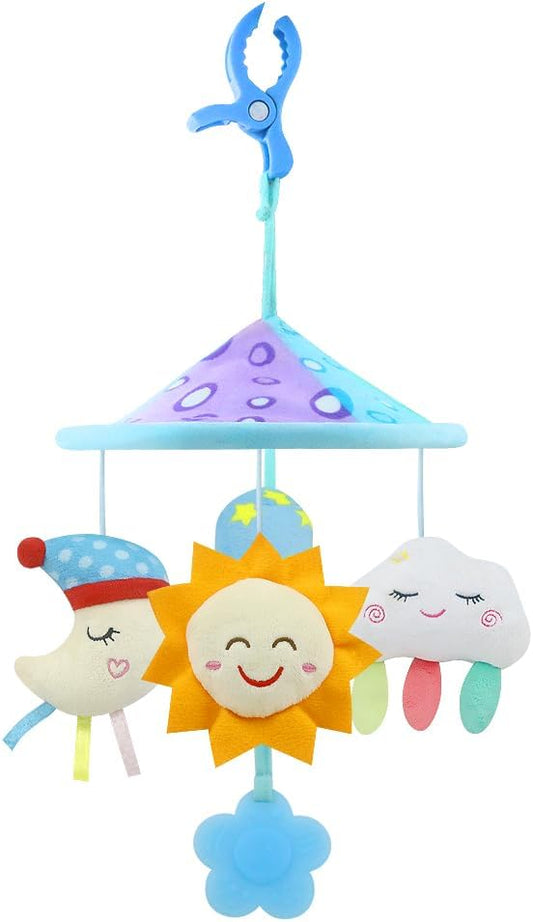 Baby pram Mobile Toys, Stroller Toys with Soft Rattle for 0 Months+ (Sky)