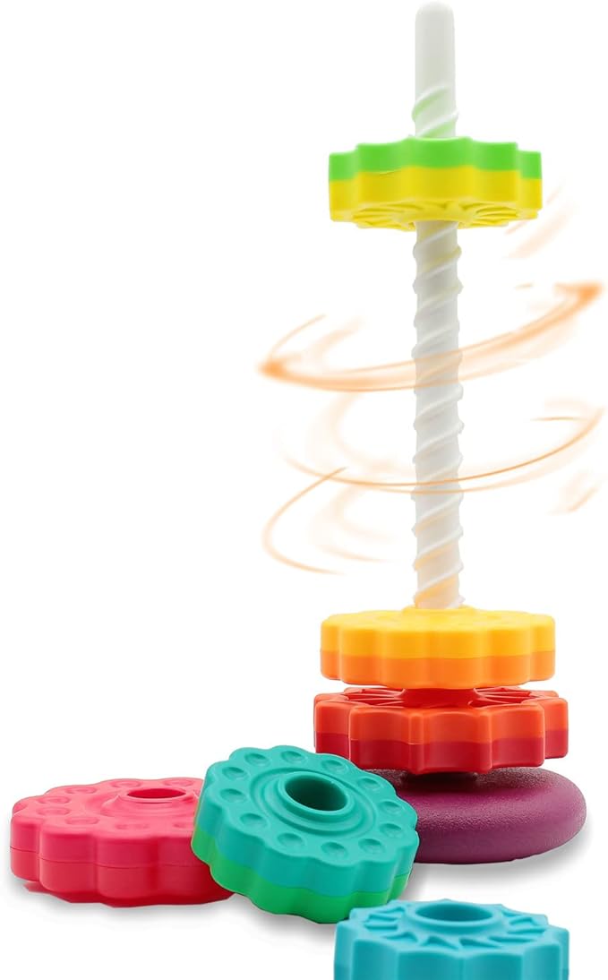 BYFWH Baby Spin Stack Toy,Premium Stacking Toy for Kids, Spinning Stacking Toy for Babies and Toddlers,Educational Toddler Learning Toy,Baby 1 2 3 Birthday Gifts,Autism Sensory Spinning Toy