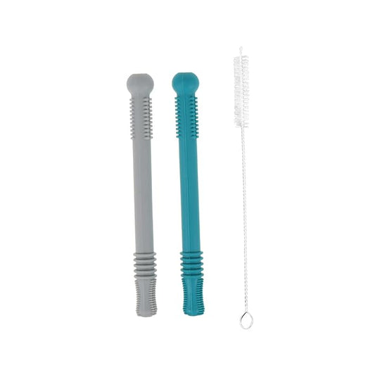 KOMBIUDA Teether with Hollow Molar Sticks and Cleaning Brush Food-Grade Silicone Teething for Soothing Gums and Developing Grasping Skills Safe and Elastic Design for Small Hands