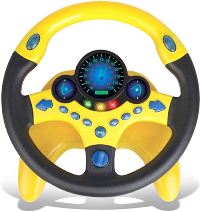 sesil Kids Electric Early Education Simulation Steering Wheel Toy Multifunctional High Simulation Car with Music and Light Pretend Driving Toy for Toddlers