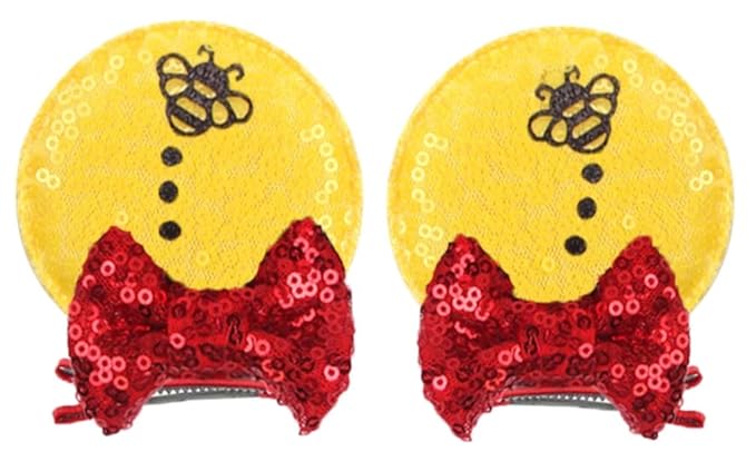 CLGIFT Minnie Ear Baby Headband, Toddler Headband with Yellow Bear Hair Clip