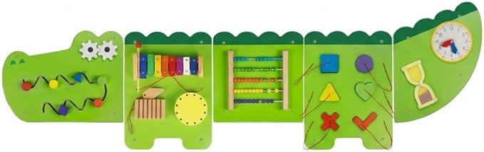 Monläurd® Crocodile Montessori Busy Board, Sensory Board,Educational Toys, Activity Cube, Wall Toys, Daycare Furniture, Playroom Furniture, Boys and Girls 6 M+