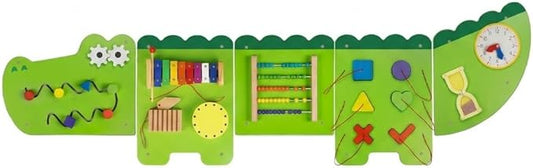 Monläurd® Crocodile Montessori Busy Board, Sensory Board,Educational Toys, Activity Cube, Wall Toys, Daycare Furniture, Playroom Furniture, Boys and Girls 6 M+