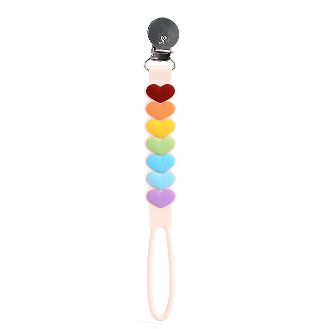 Loulou Lollipop Silicone Teether and Holder Clip Bundle Set - Llama/Sweetheart Rainbow