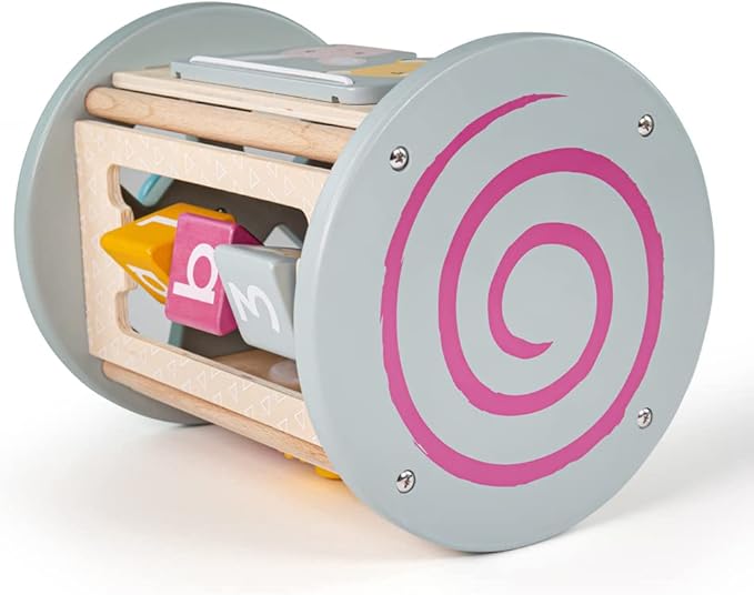 Bigjigs Toys, FSC® Certified Rolling Activity Centre, Wooden Toys, Baby Activity Centres, Wooden Shape Sorter, Toddler Toys, Baby Toys, Baby Wooden Toys, Wooden Activity Cube for 1 Year Olds