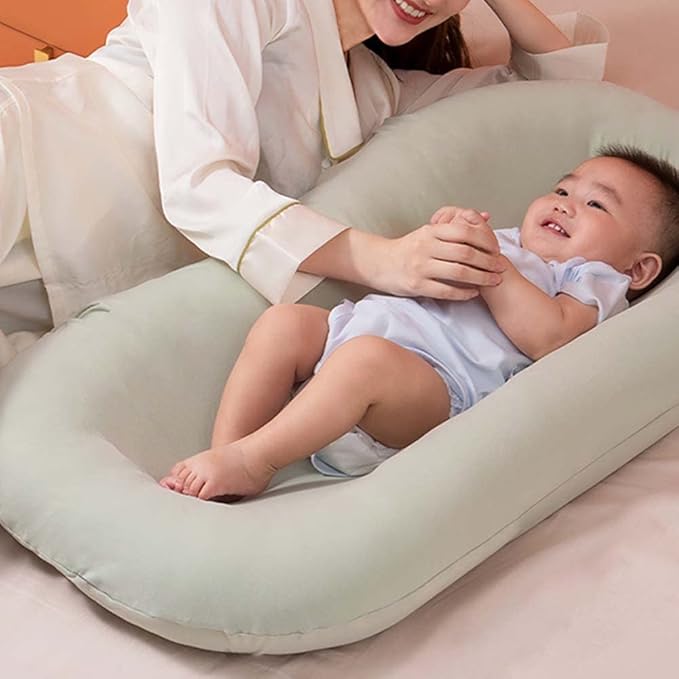 Baby Lounger for Newborn, Soft Organic Cotton Breathable Infant Lounger for Baby Play and Rest (Green)