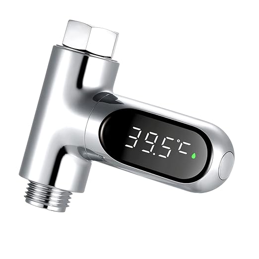 Kavolet Shower Thermometer Display, LED Digital 0~100℃ Baby Bath Water Thermometer, Fahrenheit/Centigrade Display, 360° Rotating Screen, for Baby Kids Bathroom Kitchen
