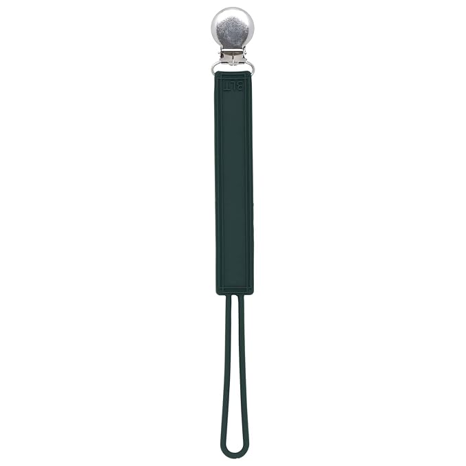 Three Little Tots All Silicone Modern, Short and Safety Tested Pacifier Clip (Hunter Green, Classic)