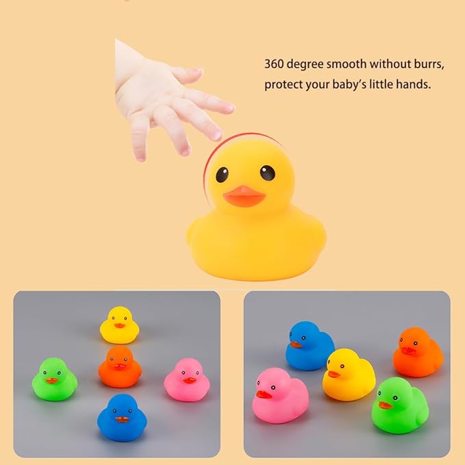 50 Pcs Multicolor Mini Rubber Ducks Baby Bath Toy ,Children Squeak and Float Colored Small Ducks in Bulk Toddlers Shower Duck Decorations Party Favors