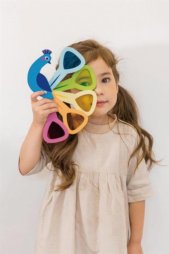 Tender Leaf Toys - Peacock Colors - Wooden Colors Learning Toys for Toddlers, Kids, Pre-School Children Activity Game - Gifts, Animal Toy - Early Learning, Play Set with Acrylic Window - Age 18M+