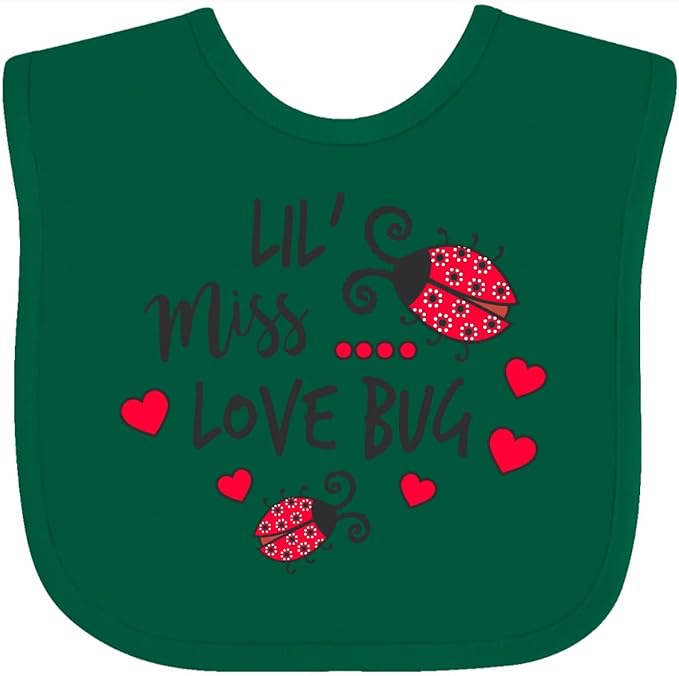 inktastic Lil Miss Love Bug with Lady Bug and Hearts Baby Bib
