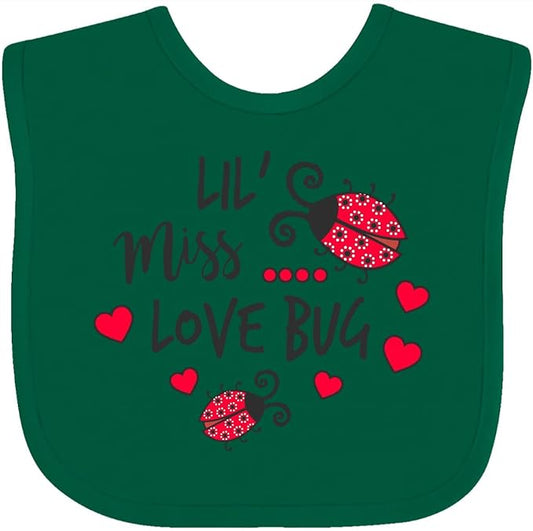 inktastic Lil Miss Love Bug with Lady Bug and Hearts Baby Bib