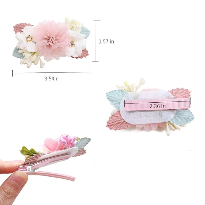 Flower Hair Clips Set-Cherrboll 3pcs Floral Hair Bow Accessories for Baby Girl Toddles Teen Gifts