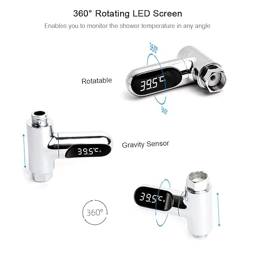 Kavolet Shower Thermometer Display, LED Digital 0~100℃ Baby Bath Water Thermometer, Fahrenheit/Centigrade Display, 360° Rotating Screen, for Baby Kids Bathroom Kitchen