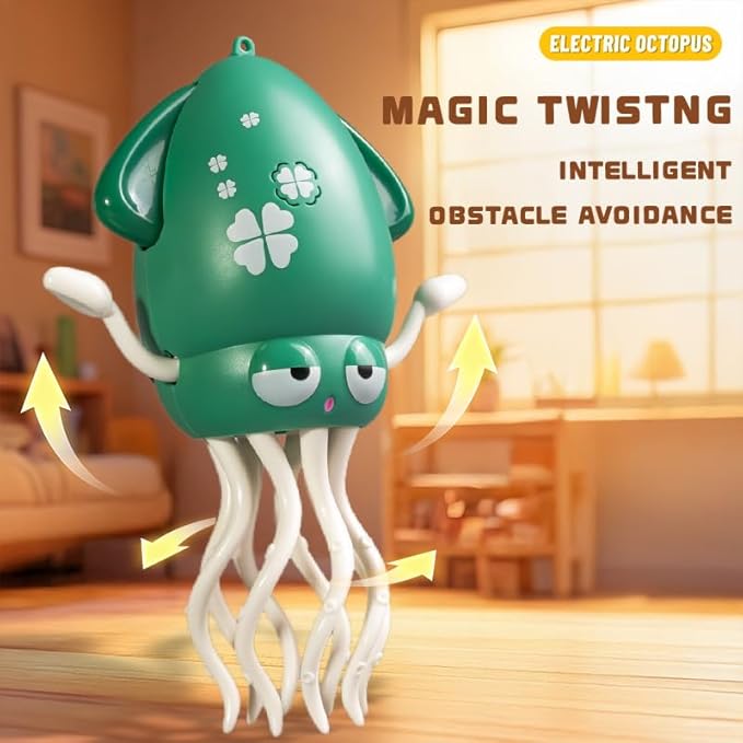 Electric Dancing Octopus Baby Toy, Rechargeable Magic Dancing Music Squid, Crawling and Dancing Automatic Obstacle Sensing Toys, Boys and Girls Birthday Gift, Office Desktop Fun Decoration.