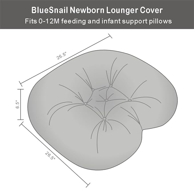 Strechy Newborn Lounger Cover, Removable and Ultra Soft Sung Fitted Baby Lounger Slipcover by BlueSnail (2 Pack, Lake Blue+Light Gray)
