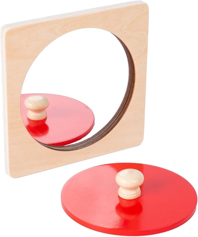 Montessori Baby Toys Play Kit - Mirror, Peekaboo, Knob Puzzle, Spinning Drum, Rainbow Ball - 6-12 Months Toddlers