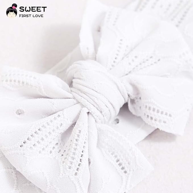 Baby Baptism Headband Lace Bow Headband Christening Headbands with Pearls TSFD30 (Ivory)