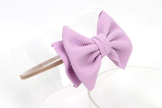 Baby Girl's 5 Inches Soft Double Bow-knot Nylon Headband Toddler Headdress for Photography Party Festivals (Lavender)