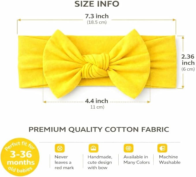 Baby Girl Headbands-Infant,Toddler Cotton Handmade Hairbands with Bows Child Hair Accessories